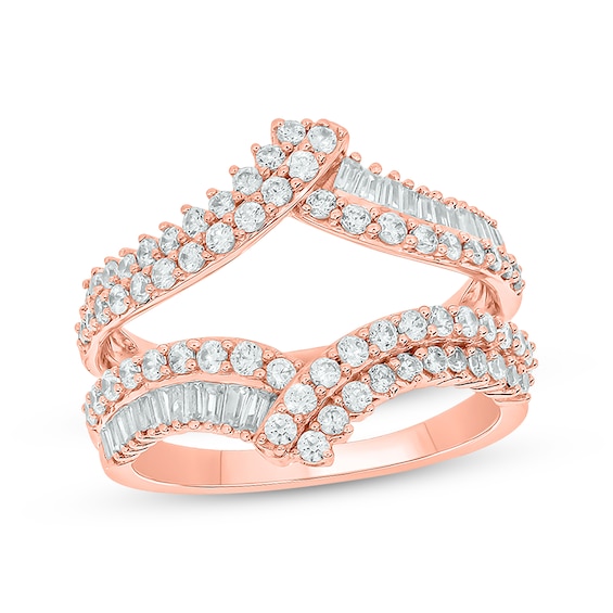 Now + Forever Baguette & Round-Cut Diamond Enhancer Ring 1 ct tw 14K Rose Gold