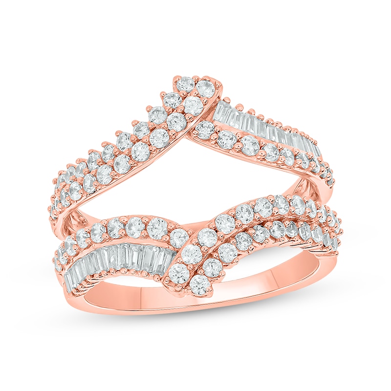 Main Image 1 of Now + Forever Baguette & Round-Cut Diamond Enhancer Ring 1 ct tw 14K Rose Gold