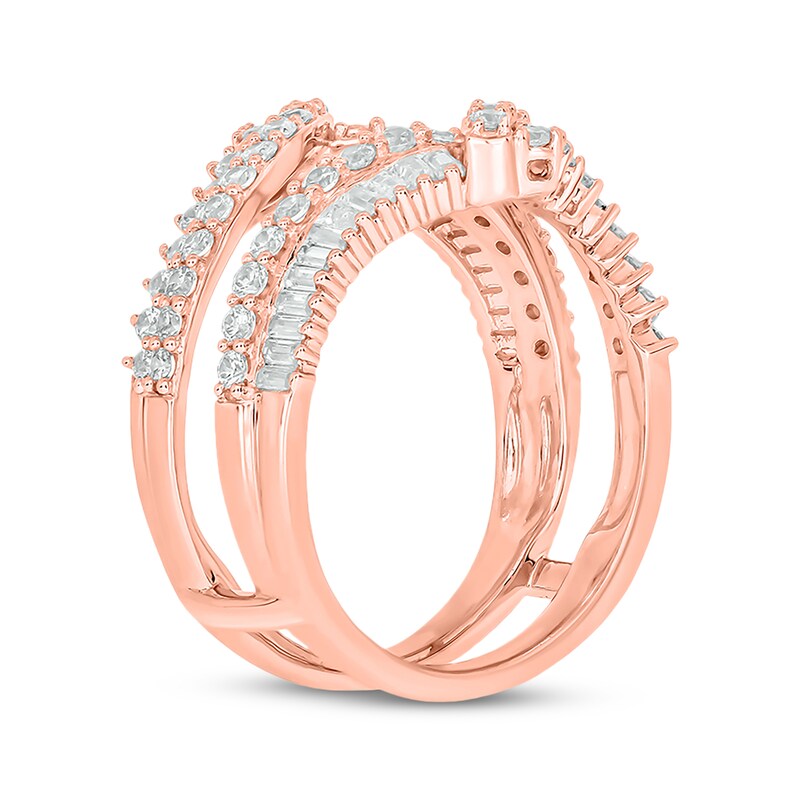 Main Image 2 of Now + Forever Baguette & Round-Cut Diamond Enhancer Ring 1 ct tw 14K Rose Gold