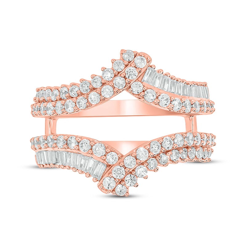 Main Image 4 of Now + Forever Baguette & Round-Cut Diamond Enhancer Ring 1 ct tw 14K Rose Gold