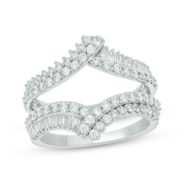 Now + Forever Baguette & Round-Cut Diamond Enhancer Ring 1 ct tw 14K White Gold