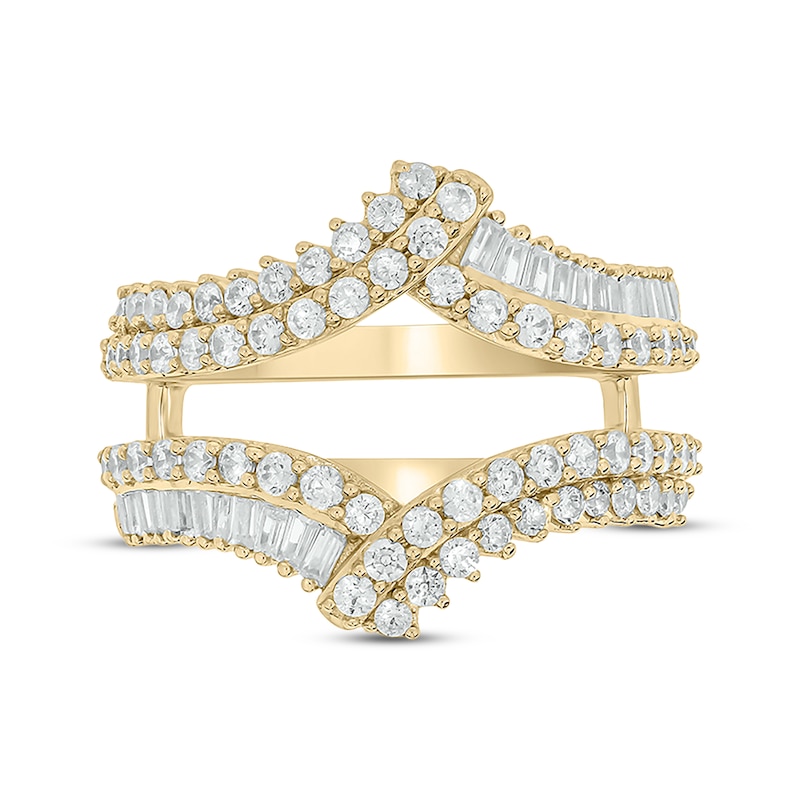 Main Image 4 of Now + Forever Baguette & Round-Cut Diamond Enhancer Ring 1 ct tw 14K Yellow Gold