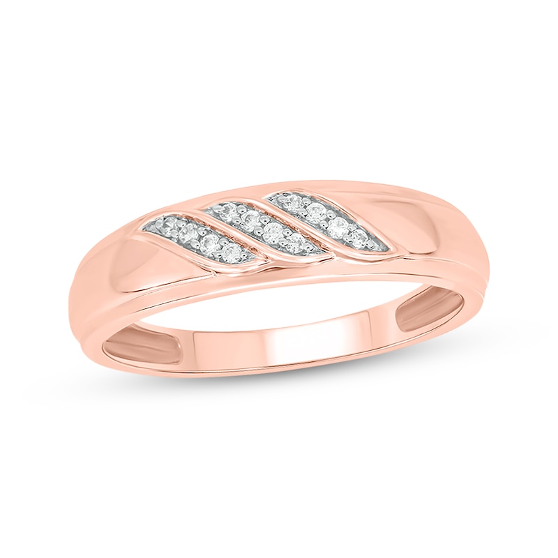 Main Image 1 of Now + Forever Men’s Round-Cut Diamond Wedding Band 1/10 ct tw 10K Rose Gold