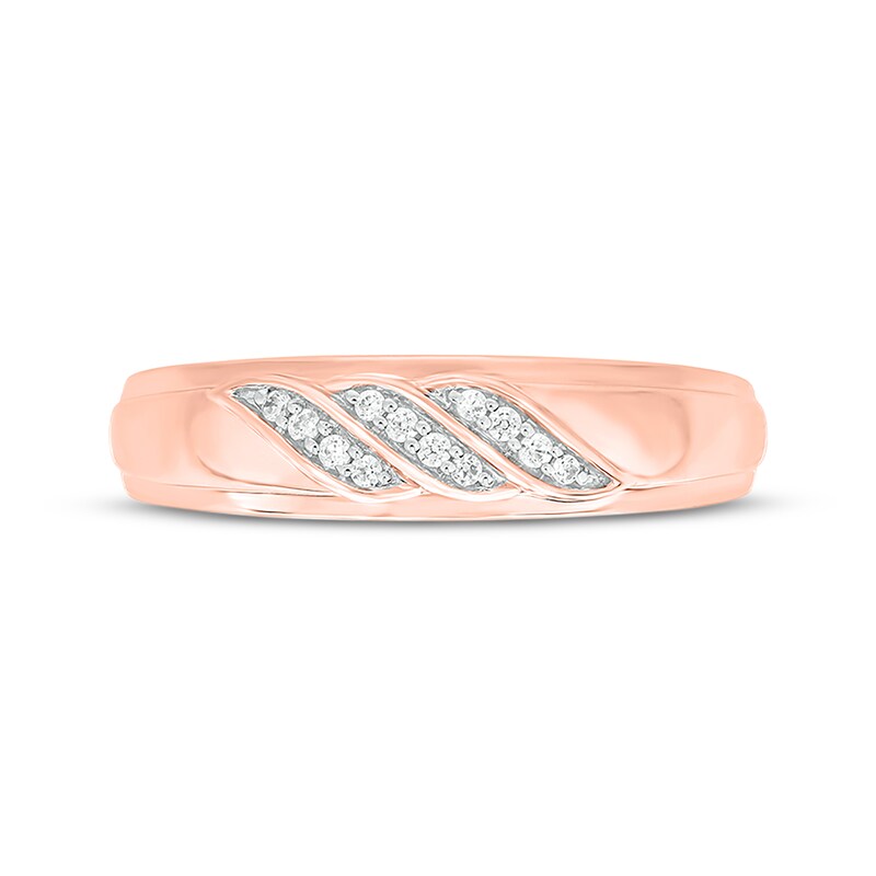 Main Image 4 of Now + Forever Men’s Round-Cut Diamond Wedding Band 1/10 ct tw 10K Rose Gold