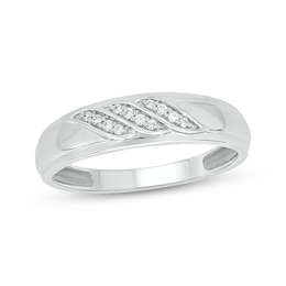 Now + Forever Men’s Round-Cut Diamond Wedding Band 1/10 ct tw 10K White Gold