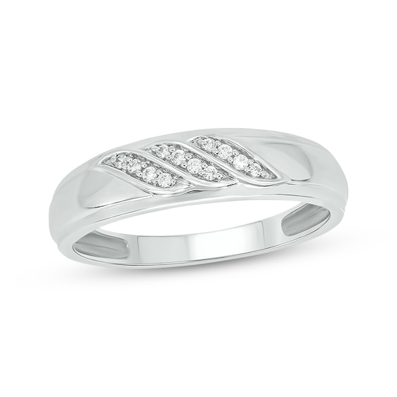 Now + Forever Men’s Round-Cut Diamond Wedding Band 1/10 ct tw 10K White Gold