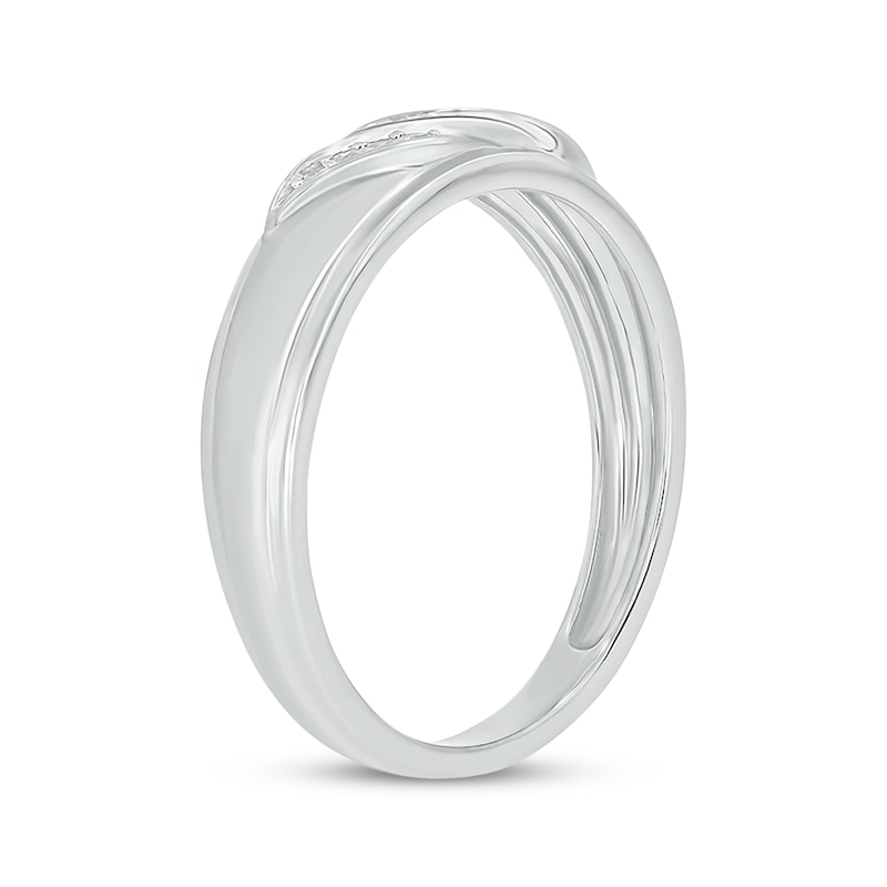 Main Image 2 of Now + Forever Men’s Round-Cut Diamond Wedding Band 1/10 ct tw 10K White Gold