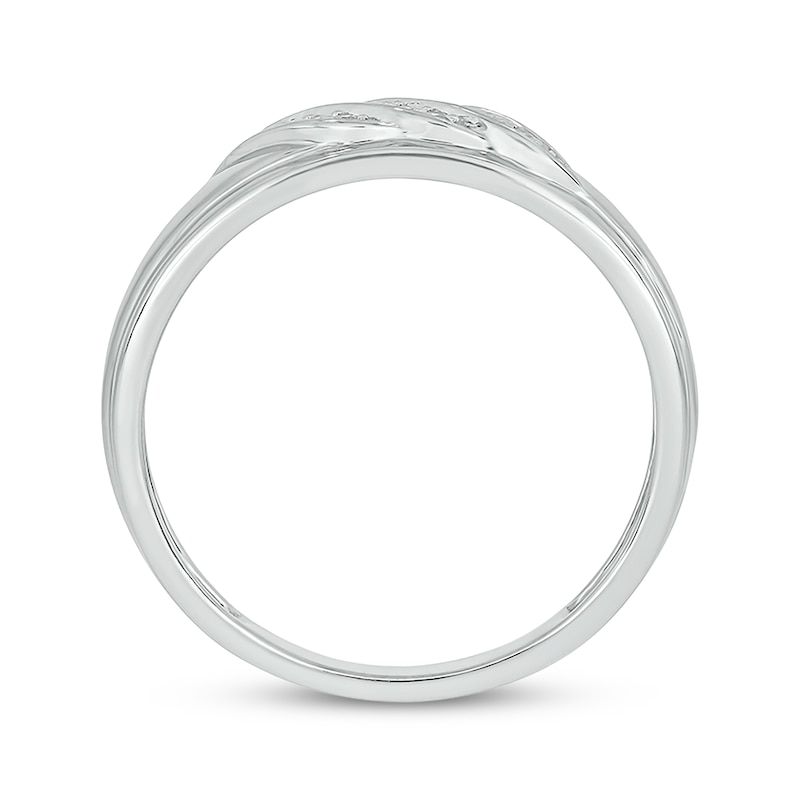 Main Image 3 of Now + Forever Men’s Round-Cut Diamond Wedding Band 1/10 ct tw 10K White Gold