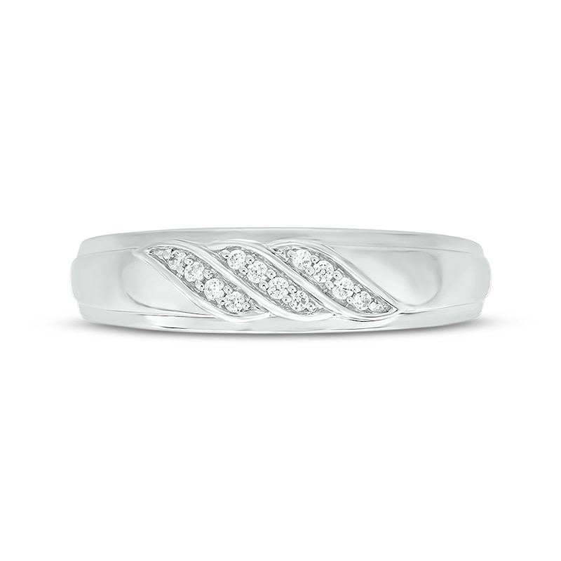 Main Image 4 of Now + Forever Men’s Round-Cut Diamond Wedding Band 1/10 ct tw 10K White Gold