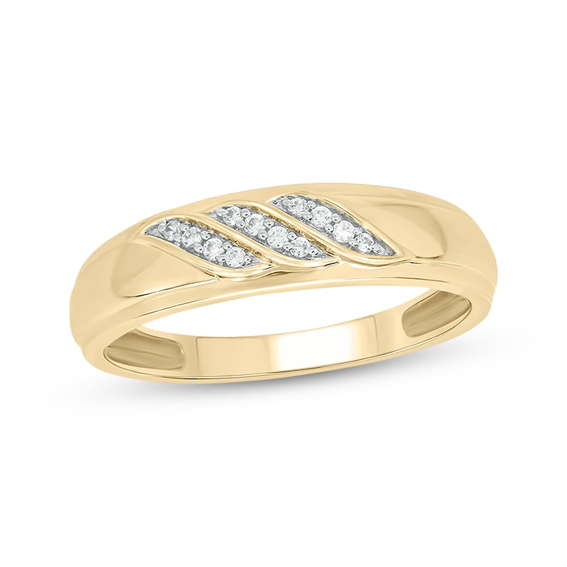 Main Image 1 of Now + Forever Men’s Round-Cut Diamond Wedding Band 1/10 ct tw 10K Yellow Gold