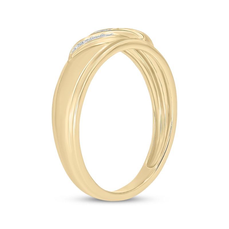 Main Image 2 of Now + Forever Men’s Round-Cut Diamond Wedding Band 1/10 ct tw 10K Yellow Gold