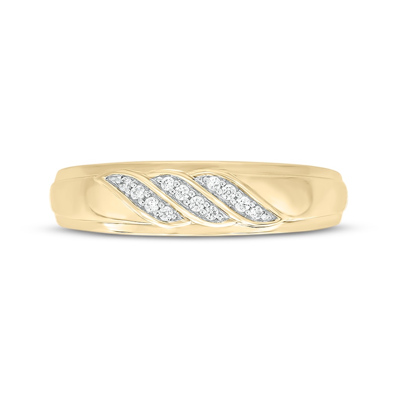 Main Image 4 of Now + Forever Men’s Round-Cut Diamond Wedding Band 1/10 ct tw 10K Yellow Gold