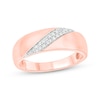 Thumbnail Image 1 of Now + Forever Men’s Round-Cut Diamond Diagonal Two-Row Wedding Band 1/6 ct tw 10K Rose Gold