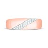 Thumbnail Image 4 of Now + Forever Men’s Round-Cut Diamond Diagonal Two-Row Wedding Band 1/6 ct tw 10K Rose Gold