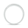 Thumbnail Image 3 of Now + Forever Men’s Round-Cut Diamond Diagonal Two-Row Wedding Band 1/6 ct tw 10K White Gold