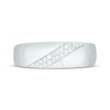 Thumbnail Image 4 of Now + Forever Men’s Round-Cut Diamond Diagonal Two-Row Wedding Band 1/6 ct tw 10K White Gold