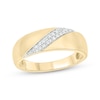 Thumbnail Image 1 of Now + Forever Men’s Round-Cut Diamond Diagonal Two-Row Wedding Band 1/6 ct tw 10K Yellow Gold