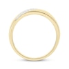 Thumbnail Image 3 of Now + Forever Men’s Round-Cut Diamond Diagonal Two-Row Wedding Band 1/6 ct tw 10K Yellow Gold