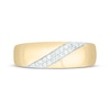 Thumbnail Image 4 of Now + Forever Men’s Round-Cut Diamond Diagonal Two-Row Wedding Band 1/6 ct tw 10K Yellow Gold