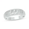 Thumbnail Image 1 of Now + Forever Men’s Round-Cut Diamond Three-Row Wedding Band 1/6 ct tw 10K White Gold