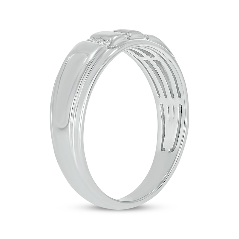 Main Image 2 of Now + Forever Men’s Round-Cut Diamond Three-Row Wedding Band 1/6 ct tw 10K White Gold