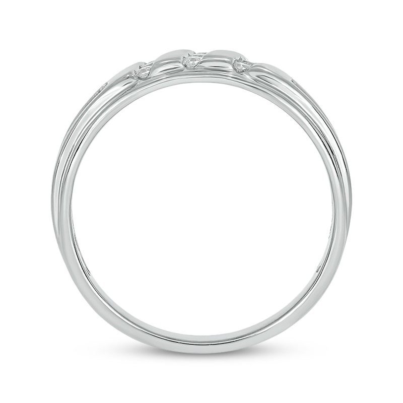 Main Image 3 of Now + Forever Men’s Round-Cut Diamond Three-Row Wedding Band 1/6 ct tw 10K White Gold