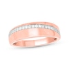 Thumbnail Image 1 of Now + Forever Men’s Round-Cut Diamond Arched Row Wedding Band 1/4 ct tw 10K Rose Gold