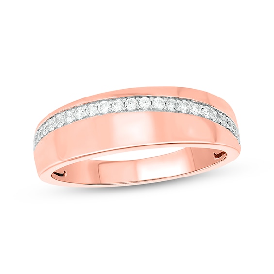 Now + Forever Men’s Round-Cut Diamond Arched Row Wedding Band 1/4 ct tw 10K Rose Gold