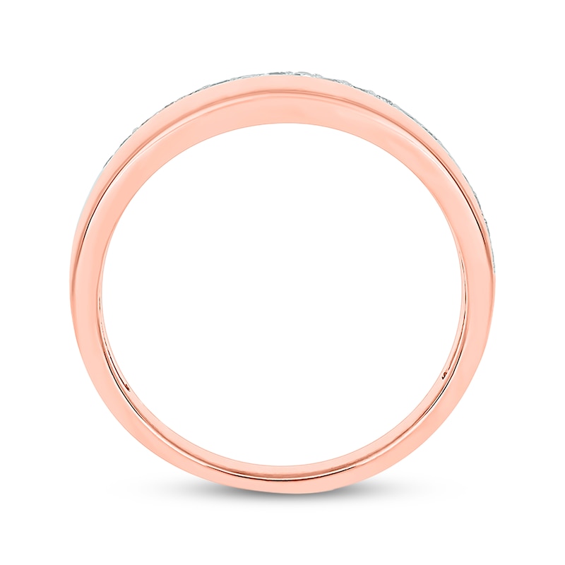 Main Image 3 of Now + Forever Men’s Round-Cut Diamond Arched Row Wedding Band 1/4 ct tw 10K Rose Gold