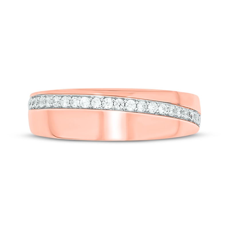 Main Image 4 of Now + Forever Men’s Round-Cut Diamond Arched Row Wedding Band 1/4 ct tw 10K Rose Gold