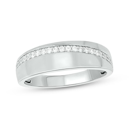 Now + Forever Men’s Round-Cut Diamond Arched Row Wedding Band 1/4 ct tw 10K White Gold