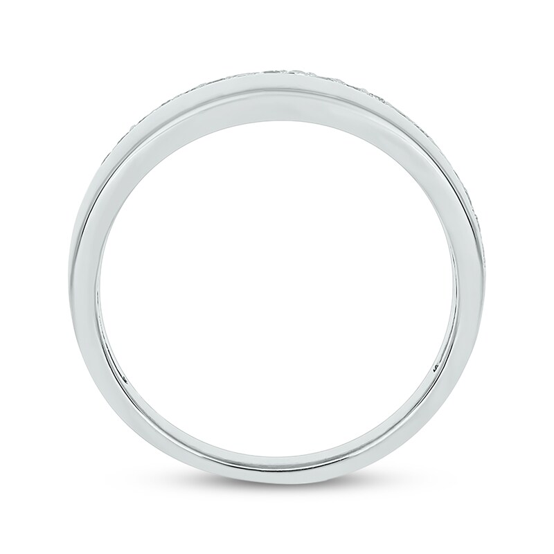 Main Image 3 of Now + Forever Men’s Round-Cut Diamond Arched Row Wedding Band 1/4 ct tw 10K White Gold