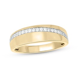 Now + Forever Men’s Round-Cut Diamond Arched Row Wedding Band 1/4 ct tw 10K Yellow Gold