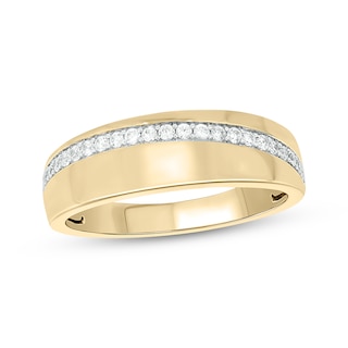 Now + Forever Men’s Round-Cut Diamond Arched Row Wedding Band 1/4 ct tw 10K Yellow Gold