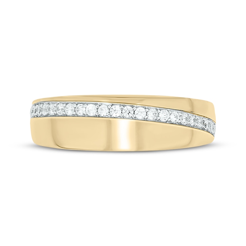 Main Image 4 of Now + Forever Men’s Round-Cut Diamond Arched Row Wedding Band 1/4 ct tw 10K Yellow Gold