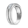 Thumbnail Image 2 of Now + Forever Men's Square-Cut Diamond Three-Stone Striped Wedding Band 3/4 ct tw 10K White Gold