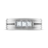 Men's Square-Cut Diamond Three-Stone Striped Wedding Band 3/4 ct tw 10K White Gold