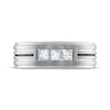 Thumbnail Image 3 of Now + Forever Men's Square-Cut Diamond Three-Stone Striped Wedding Band 3/4 ct tw 10K White Gold