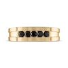 Thumbnail Image 2 of Men's Black Diamond Satin-Finish Wedding Band 1/2 ct tw 10K Yellow Gold