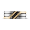 Thumbnail Image 2 of Men's Black Diamond Diagonal Wedding Band 1/8 ct tw 10K Two-Tone Gold