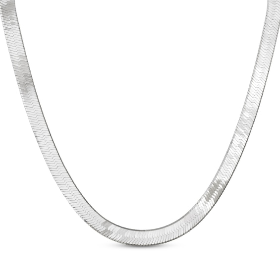 Diamond-Cut Herringbone Chain Necklace 9mm Solid Sterling Silver 20"