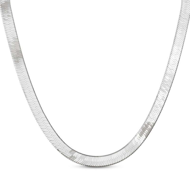 Main Image 1 of Diamond-Cut Herringbone Chain Necklace 9mm Solid Sterling Silver 20&quot;