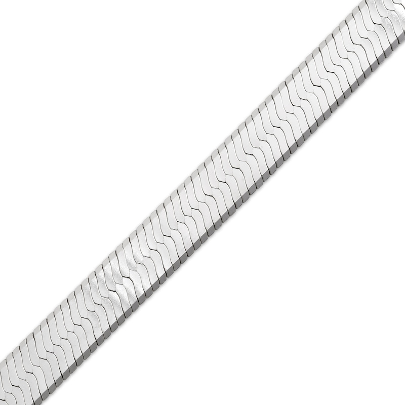 Main Image 2 of Diamond-Cut Herringbone Chain Necklace 9mm Solid Sterling Silver 20&quot;