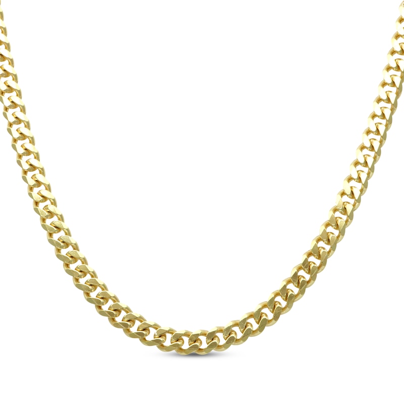 Main Image 1 of Diamond-Cut Curb Chain Necklace 4.2mm Solid 14K Yellow Gold 20”