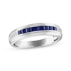 Thumbnail Image 1 of Now + Forever Men's Square-Cut Blue Sapphire & Diamond Wedding Band 1/10 ct tw 10K White Gold