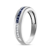 Thumbnail Image 2 of Now + Forever Men's Square-Cut Blue Sapphire & Diamond Wedding Band 1/10 ct tw 10K White Gold