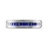 Thumbnail Image 3 of Now + Forever Men's Square-Cut Blue Sapphire & Diamond Wedding Band 1/10 ct tw 10K White Gold