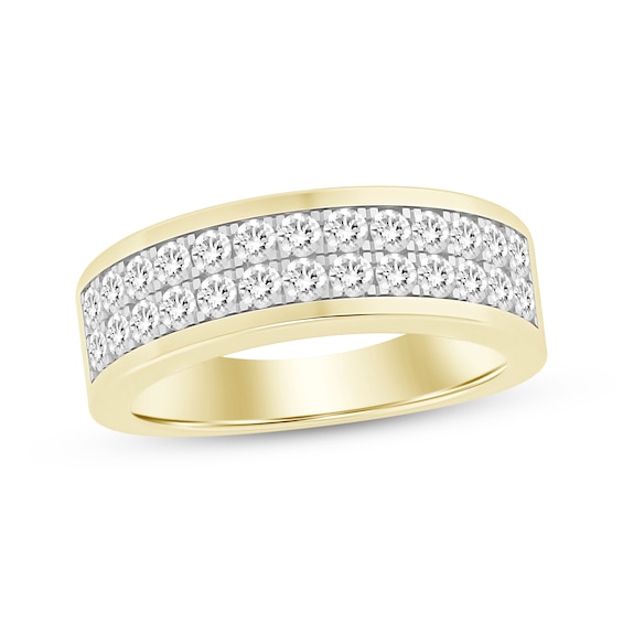 Now + Forever Men's Diamond Two-Row Wedding Band 1-1/5 ct tw 10K Yellow Gold