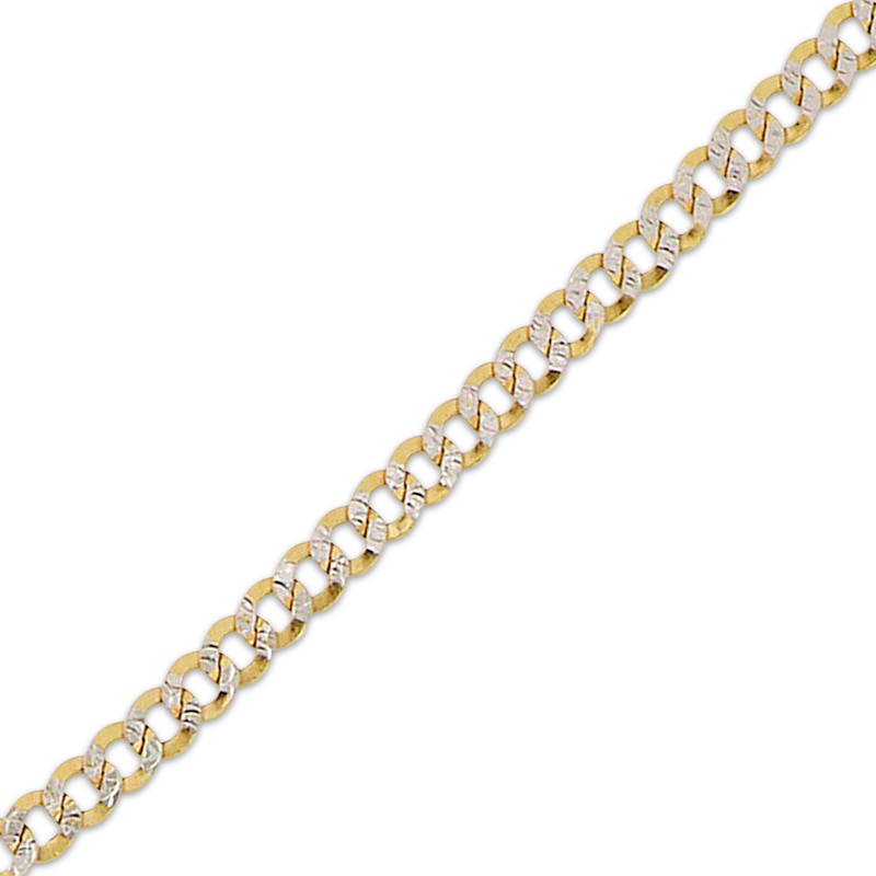 Main Image 2 of Diamond-Cut Curb Chain Necklace 5.6mm Semi-Solid 10K Yellow Gold 20”