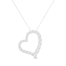 KAY Lab-Grown Diamonds Tilted Heart Necklace 2 ct tw 14K White Gold 18"